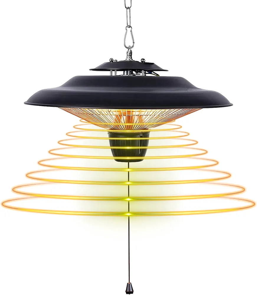 Hanging Outdoor Heaters for Patio, 1500W Electric Hanging Patio Heater for Outdoors/Indoors, 3s Fast Heating, Quiet & Waterproof, Ceiling Heater for Home Use/Balcony/Patio/Courtyard