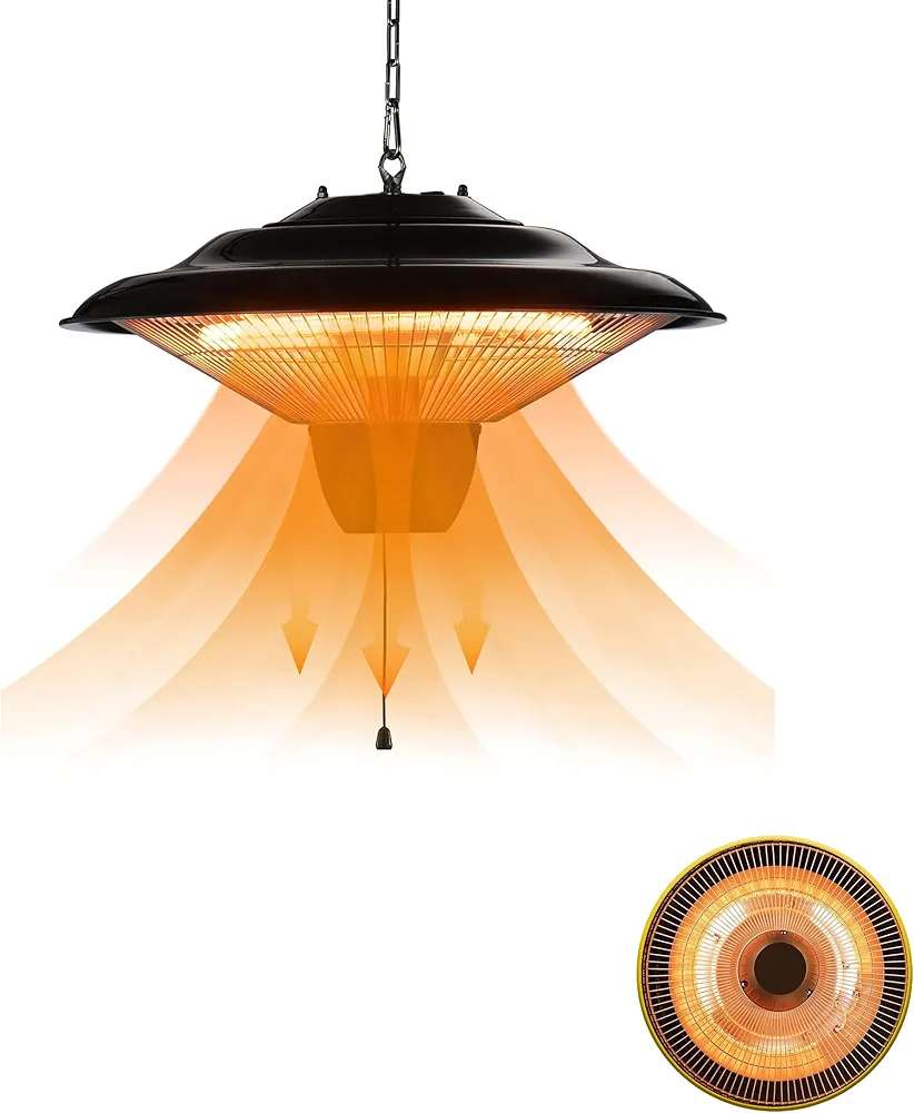 Outdoor Heaters for Patio,1500W Infrared Electric Patio Heater for Use,Hanging Patio Heater with Adjustable Chain Length,Overheat Protection,Ideal for Outdoors,Ceiling and Garage