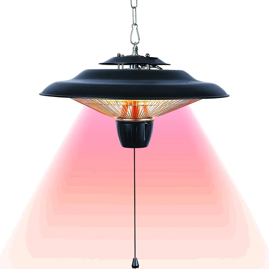 Winter Hanging Patio Heater with 2 Adjustable Modes, 600W/1500W Electric Patio Heater, Waterproof Space Heater, 3S Fast Heating, Ceiling Electric Heater for Outdoor/Indoor