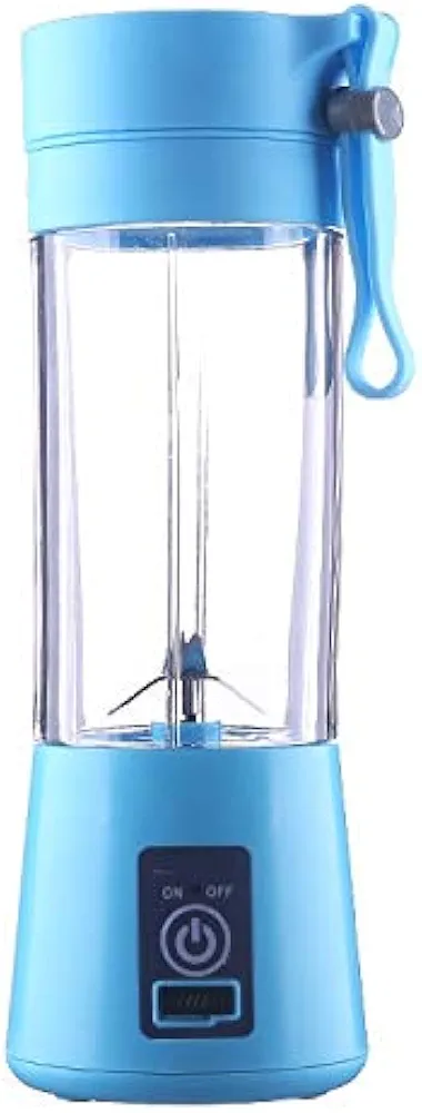 13-Ounce Portable Blender for Shakes, USB-Rechargeable Fruit Blender, USB Personal Travel Blender for Smoothies, Baby Food, 13 oz Blender, Compact Bottle, Cordless Personal Mini Cup - Blue