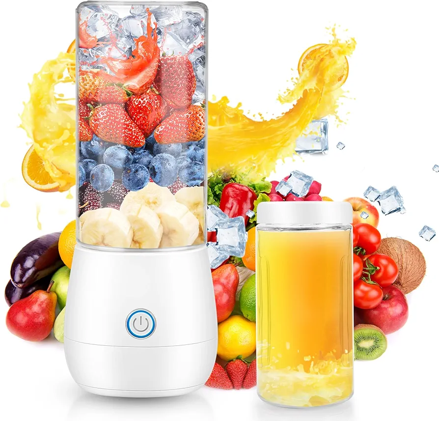 Portable Mini Blender,Personal Blender for Shakes and Smoothies,Fresh Juice Portable Blender With USB Rechargeble,Cordless 15 OZ Mini Fruit Juice Mixer For Travel,Camping,Gym,Office