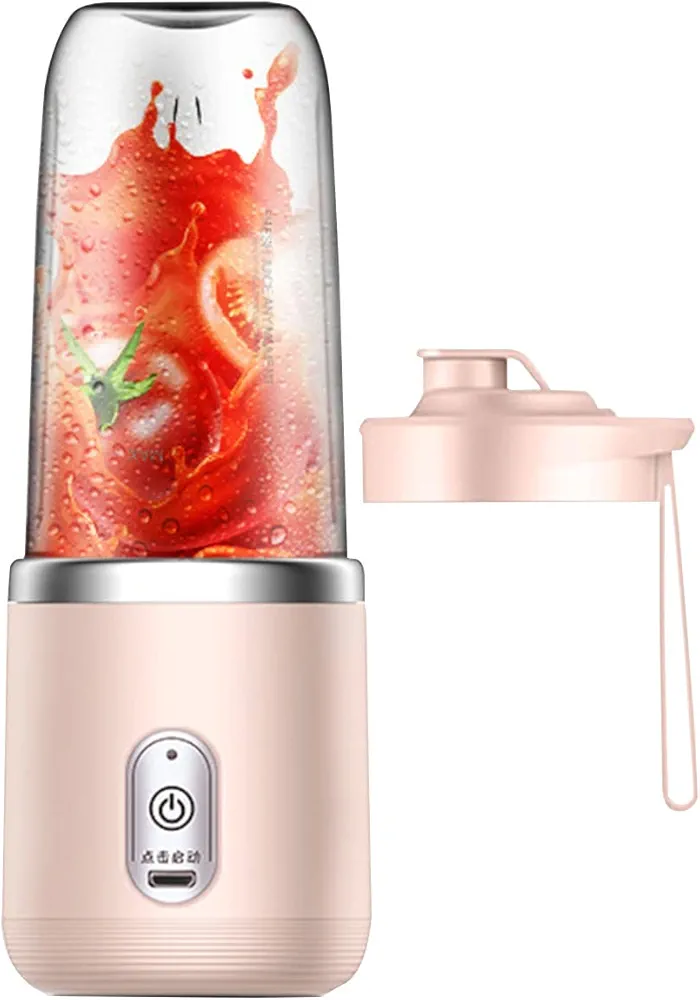 Personal Blender for Shakes and Smoothies, Portable Mixer, Fruit Juicer USB Rechargeable with 6 Blades, Handheld Blenders for Sports Travel and Outdoors, Small Electric Mini Blender (pink)