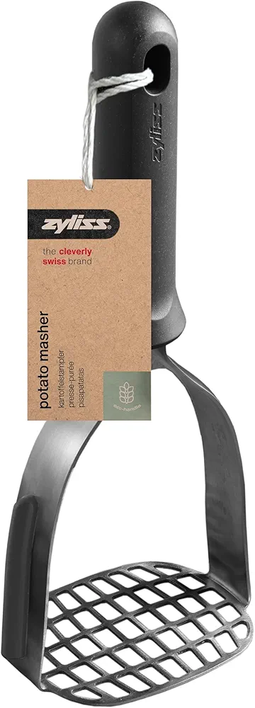 Zyliss Stainless Steel Potato Masher - Food Smasher for Potatoes, Avocados & More - Home Kitchen Essentials & Accessories - Manual Potato Masher Tool - Dishwasher-Safe Vegetable Masher - Grey