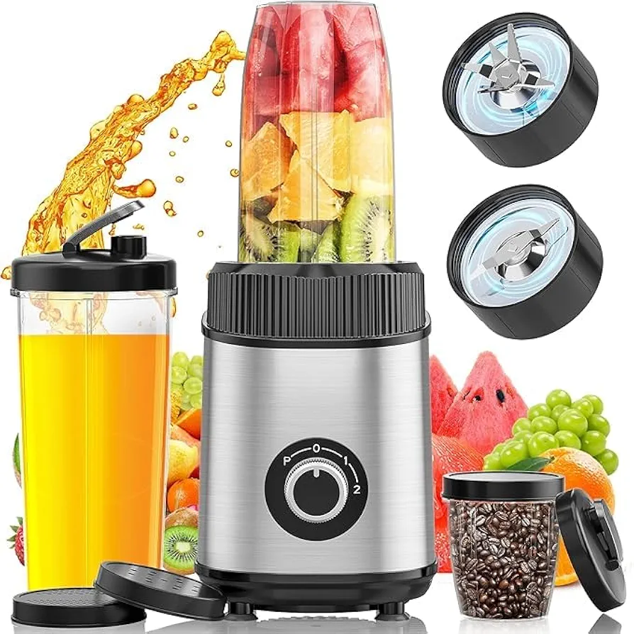1200W Personal Blender for Smoothies, Shakes, 13 Pieces, 22OZ To-Go Cup, 2 Speeds, BPA Free