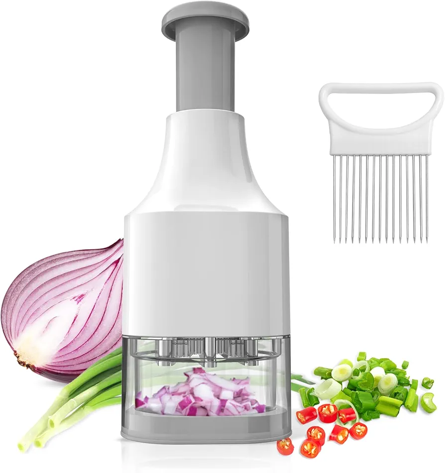 Vegetable Chopper: Pro Food Chopper with Stainless Steel Blade Chopper - Veggie Chopper with Container for Onion Salad Nut Slicer Dicer Cutter - Dishwasher Safe