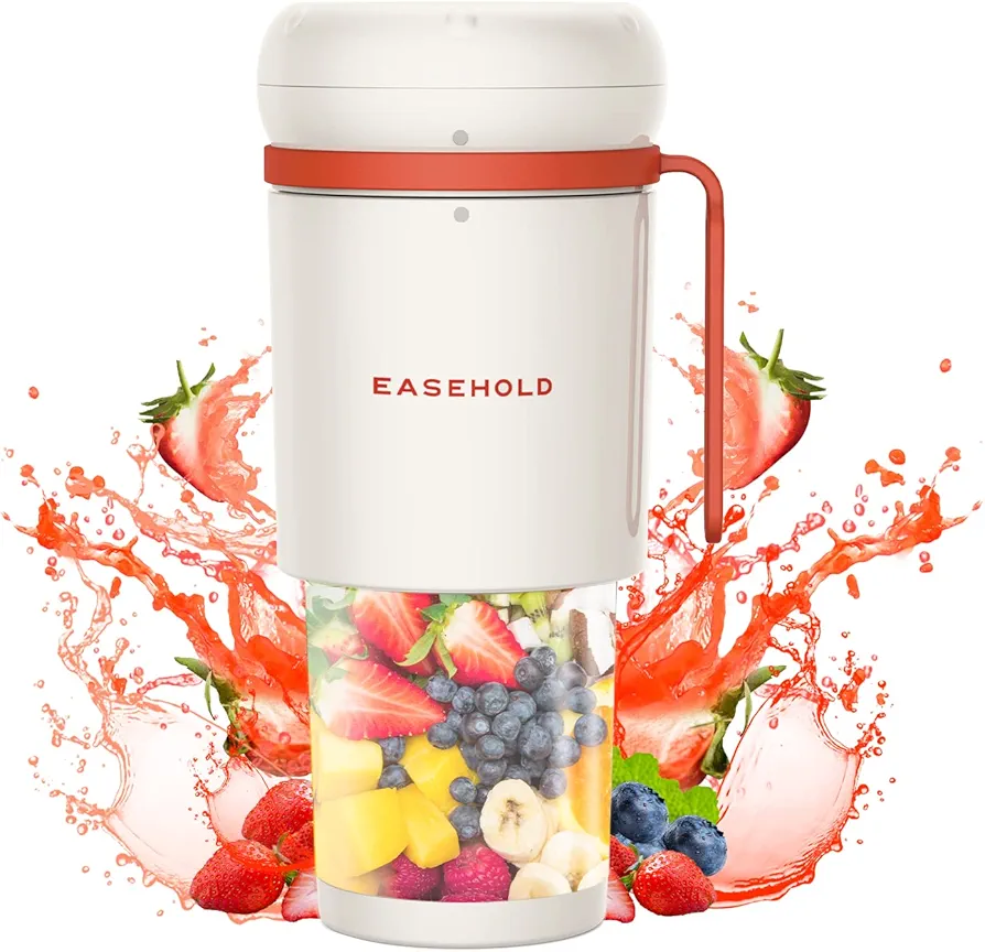 EASEHOLD Portable Blender, Personal Blender for Shakes, Mini Blender USB Magnetic Rechargeable, Travel Juicer Cup with Ultra Sharp 4 Blades, BPA-Free 10.5oz To-Go Fruit Mixer for Office, Sports, Gym