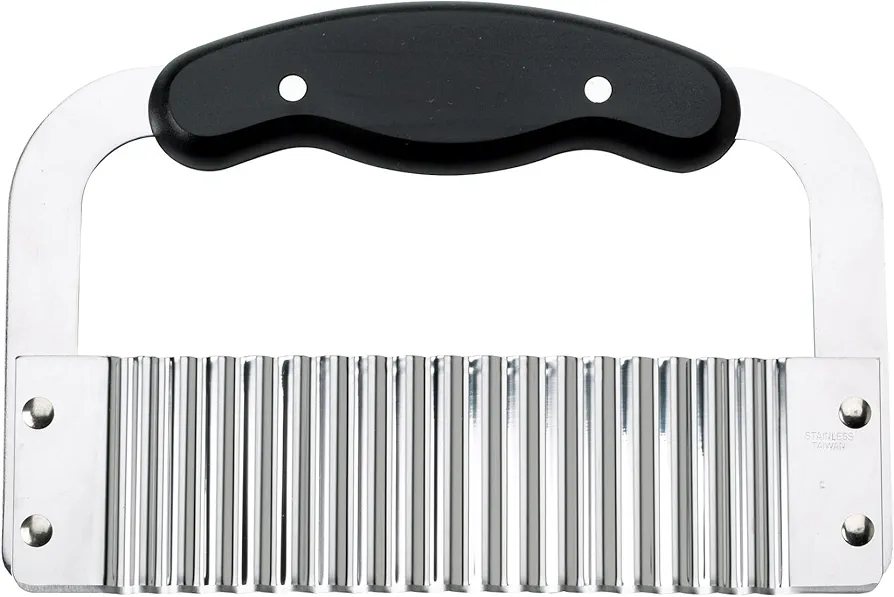 HIC Kitchen Crinkle-Cut Wave Slicer French Fry Vegetable Cutter, Stainless Steel Blade