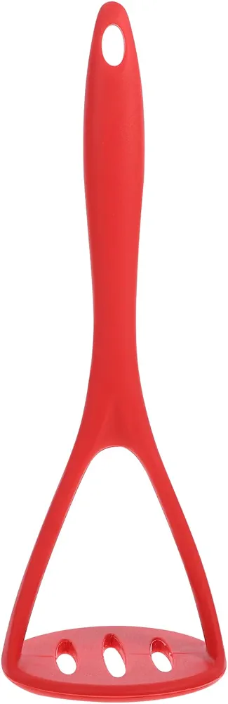 Hemoton 1pc Small Potato Masher Silicone Manual Masher Kitchen Masher Non-Scratch Nonstick Potato Pumpkin Ricer Smasher Kitchen Tools for Bean, Root Vegetables, Fruits, Baby Food(Red)