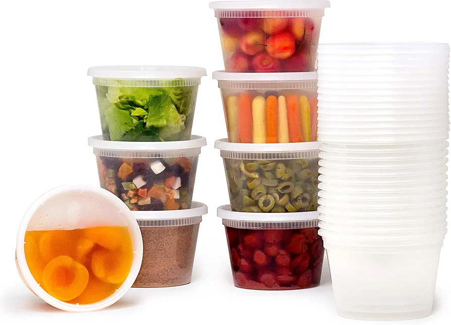 [36 Sets] 16 oz. Plastic Deli Food Storage Containers with Airtight Leak Proof Lids - Reusable -Microwave, Fridge, and Freezer Safe