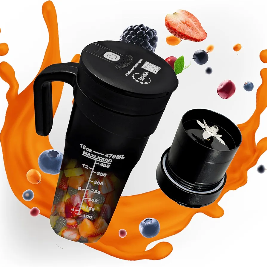 Maika - Portable blender rechargeable type c personal blender, mini blender, smoothie blender, licuadora portatil blender for shakes and smoothies QR code access to Natural Restore Health Program