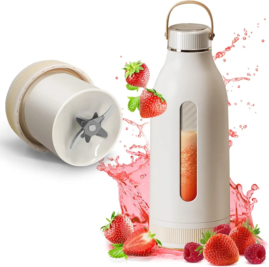 Portable Blender,80watt Personal Blender Shakes Smoothies.Durable Stainless Steel Powerful Blending Performance 18 Oz Mini Blender USB Rechargeable Type-C Travel Picnic Office