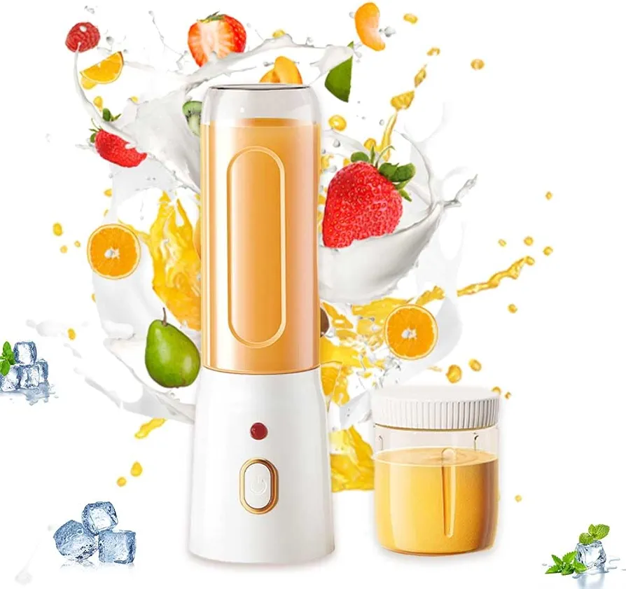 15 Oz Portable Blender Optional Double Cup(Big+Small),USB Rechargeable with 10-Blades, Blender for Shakes and Smoothies, Complementary Food,Crush Ice,Stainless Steel Blades,For Outdoor and Travel