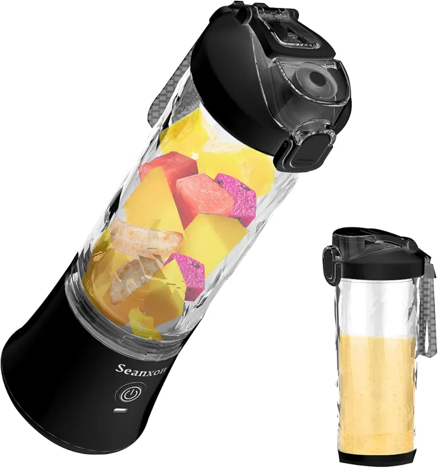 Portable Blender, Personal Blender for Shakes and Smoothies, Mini Blender 20 Oz with 6 Blades (Black)