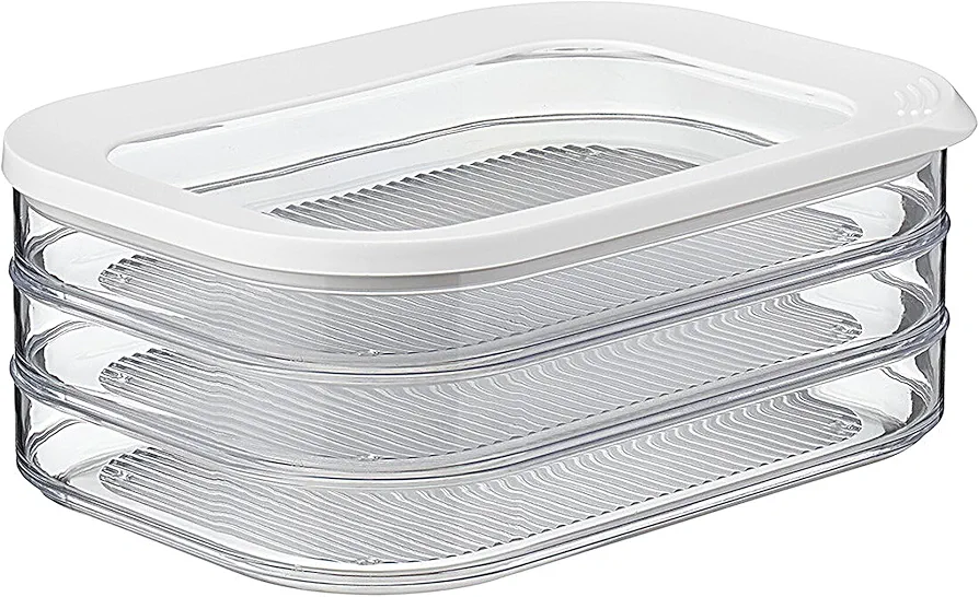 Mepal Modula Rounded Food Storage Box with Lid Set of 3 | Ideal for Cold Cuts, Cheese, and More | Stackable design | Transparent Framed Lid | BPA-Free, Nordic White (17oz/500ml)