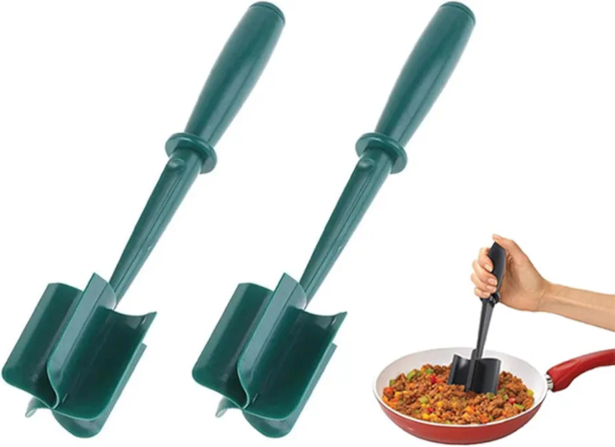 2pcs Multifunctional Meat Chopper Meat Spatula Chopper Ground Beef Chopper Tool For Food Potato Bean,Silicone Chop And Stir,Meat Dicer (Green)