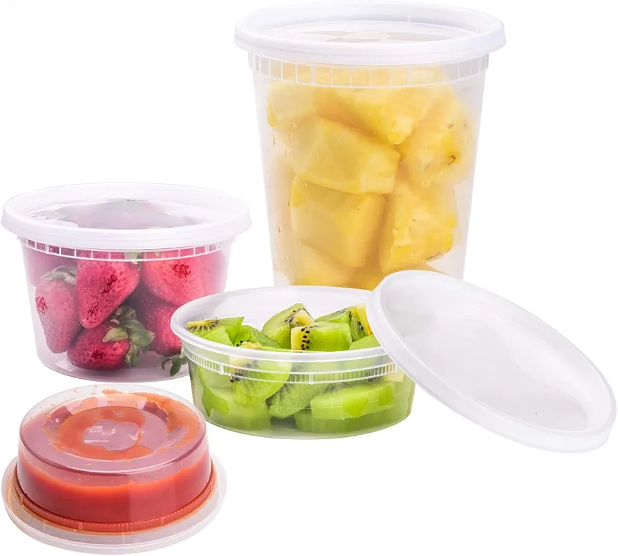 TashiBox [8 oz,16oz,32oz,48Sets,16Sets each size Plastic food storage containers with lids airtight,BPA Free,Microwave/Dishwasher/Freezer Safe