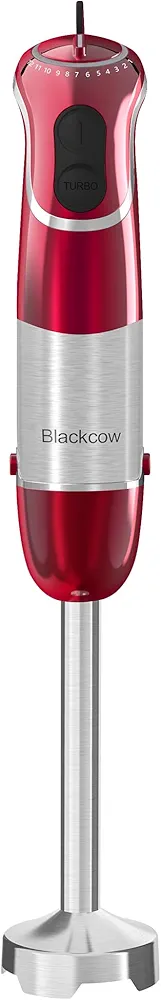 Powerful Immersion Blender 3.0, BPA-Free, 800W Electric Hand Blender with 12-Speed&Turbo, Stick Blender for Soup, Smoothie, Puree, Detachable Base, 304 Stainless Steel 3D Blades, Red