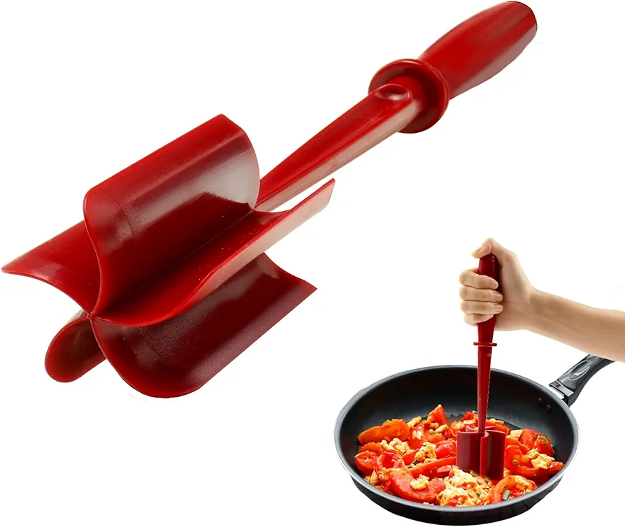 Meat Chopper, Ground Beef Chopper, Burger Meat, Potato,Meat Masher Heat Resistant Hamburger Chopper 5 Curve Blades Non-Stick Mix and Chop Kitchen Tool