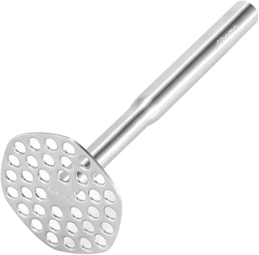 Potato Masher 316L Stainless Steel, Heavy Duty Integrated Masher Kitchen Tool - Food Masher, Potato Smasher with All Steel Handle Dishwasher Safe, Suitable for Bean, Avocado, Vegetable, Fruits