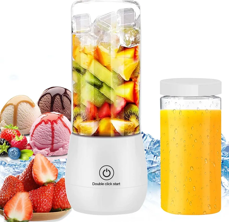 Cordless Portable Blender, USB Rechargeable Personal Blender, Powerful Small Blender for Smoothies and Shakes with Travel Cup Lid, Leakproof Waterproof Mini Blender for Frozen Drinks Juices Baby Food