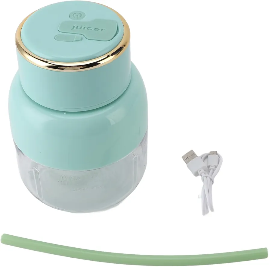 Portable Blender, Cordless USB Charging 800ml Multifunctional Mini Juicer Cup with Lid, Electric Fruit Mixer Cups for Puree, Crush Ice, Smoothies and Shakes (Green)