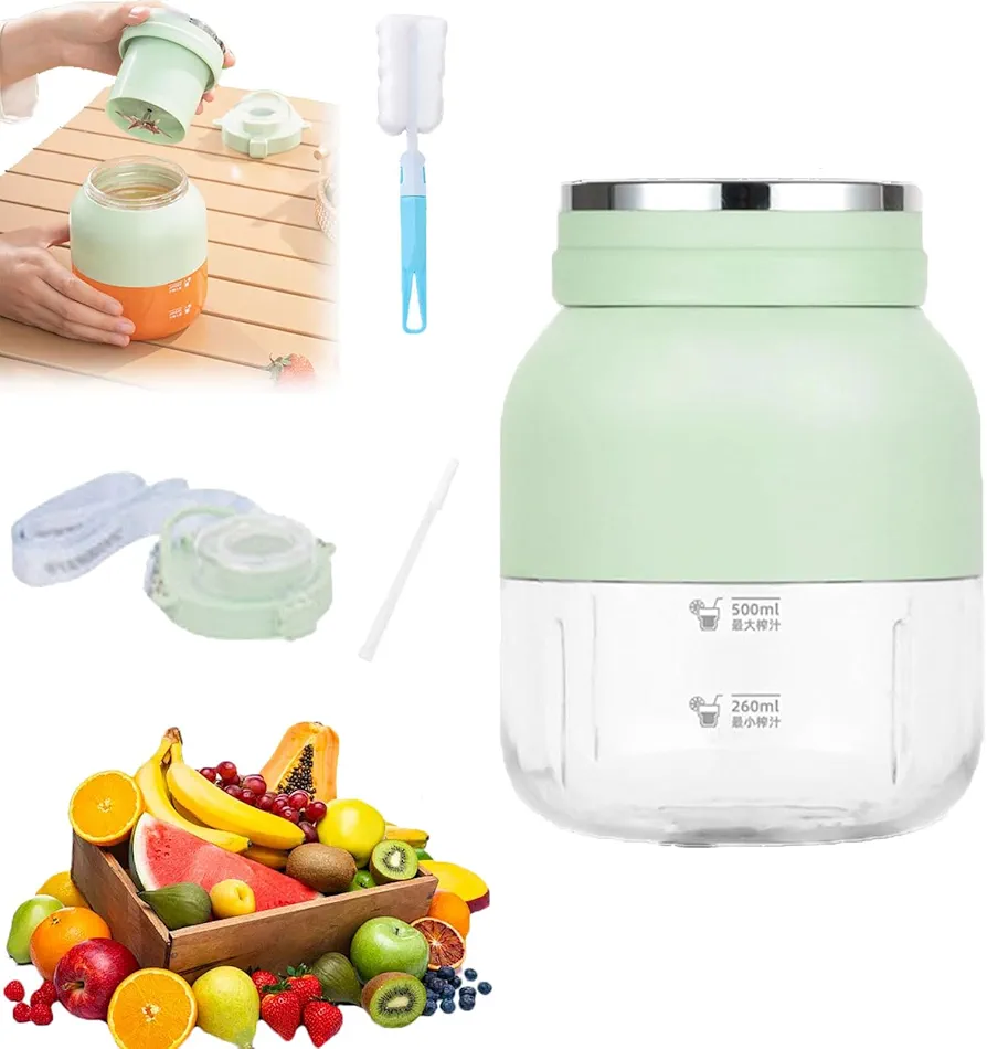 Multi-Purpose Large Capacity Juicing Bottle, Portable Large Capacity Juicer, Portable Blender Rechargeable, Cordless Portable Juicer For Home Kithen Outdoor (1pc-green)
