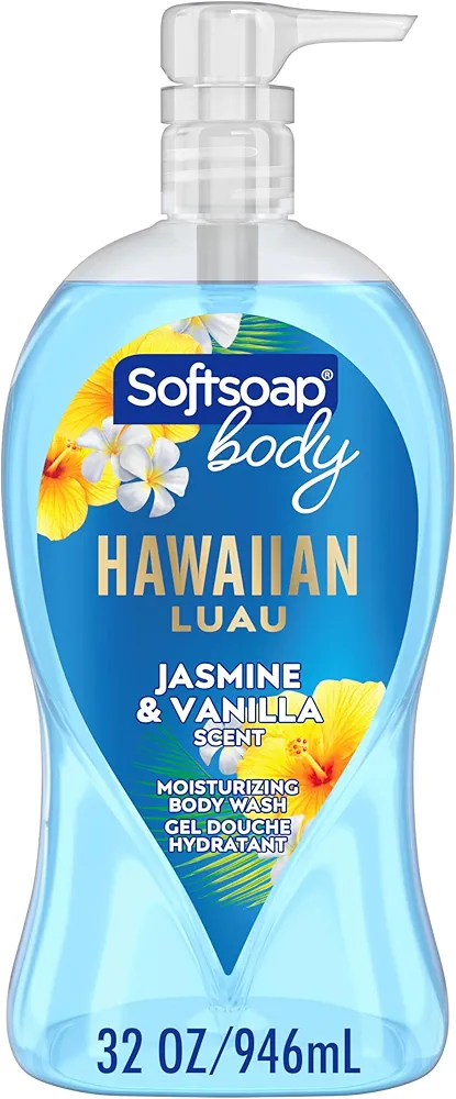 Softsoap Moisturizing Body Wash, Hawaiian Luau, Jasmine and Vanilla Scent, 32 oz Pump Bottle