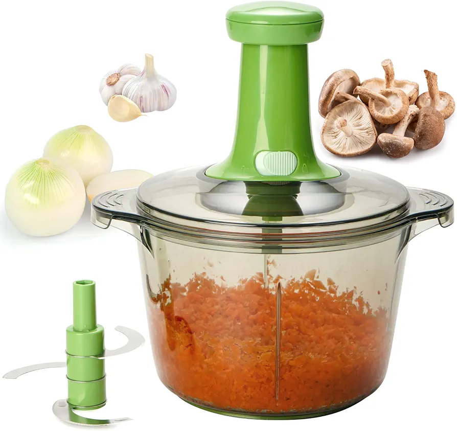 Brieftons Express Manual Food Chopper: Large 8.5-Cup, Hand Chopper Vegetable Cutter to Chop Veggies, Fruits, Herbs, Garlic Onion Chopper for Salsa, Salad, Pesto, Guacamole, Coleslaw, Indian Cooking