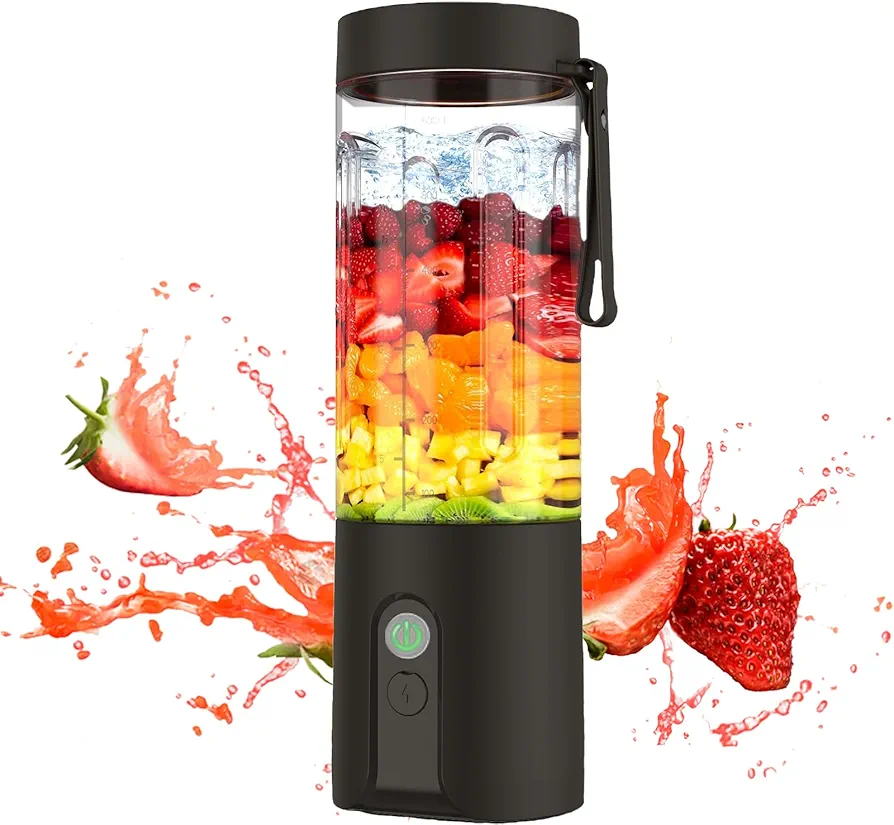 Portable Blender,Personal Size Blender for Shakes and Smoothies, smoothie maker USB-C Rechargeable & Self Cleaning - Quiet Mini Travel Blender with Stainless Steel Blade