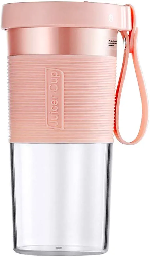 Portable Blender Cordless Personal Fruit Smoothie Juicer Cup 320ml USB Rechargeable Waterproof Mini Juice Mixer Fruit Blender Cup for Home Office Travel Outdoors Sports BPA Free Tritan (Pink)