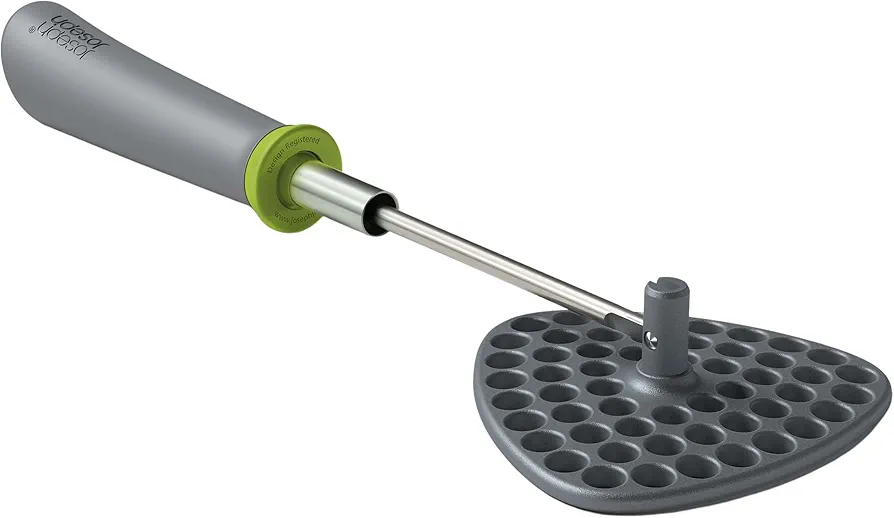 Joseph Joseph Delta Folding Potato Masher Stores Flat Space Saving Locking, One-Size, Gray/Green