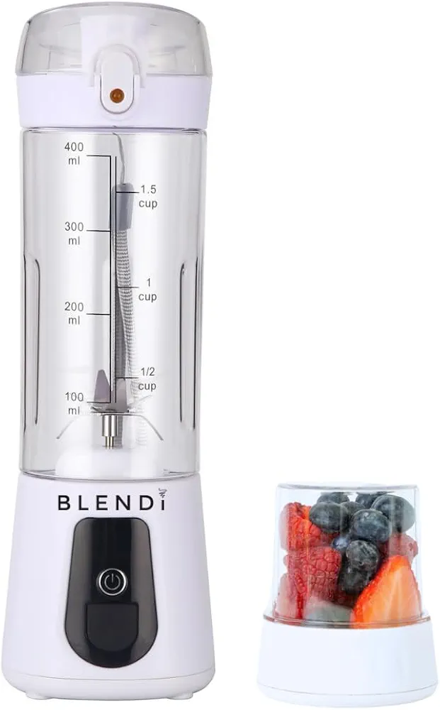 Blendi PRO Portable Rechargeable Blender - Perfect for Fruits, Protein Powder, Margaritas, Ice etc - 6 Stainless Steel Blades, 532 ml or 18 oz capacity - Blend with it Anywhere! (18 oz, White)