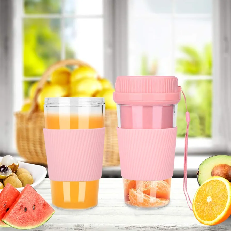 Portable Blender, Cordless Mini Personal Blender USB Rechargeable Smoothie Juicer Cup, 250mL Waterproof Fruit Mixing Machine Baby Travel Home Office Sports Outdoors, BPA Free -Pink