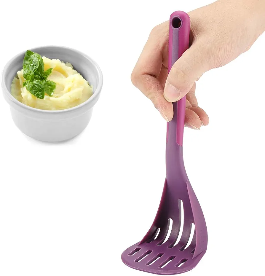 Potato Masher with Non-slip Soft Touch Handle for cooking-Stylish and Comfortable Grip Nylon Potatoes Pressure Hand Mashed Tool Vegetable Ricer for Kitchen Cookware