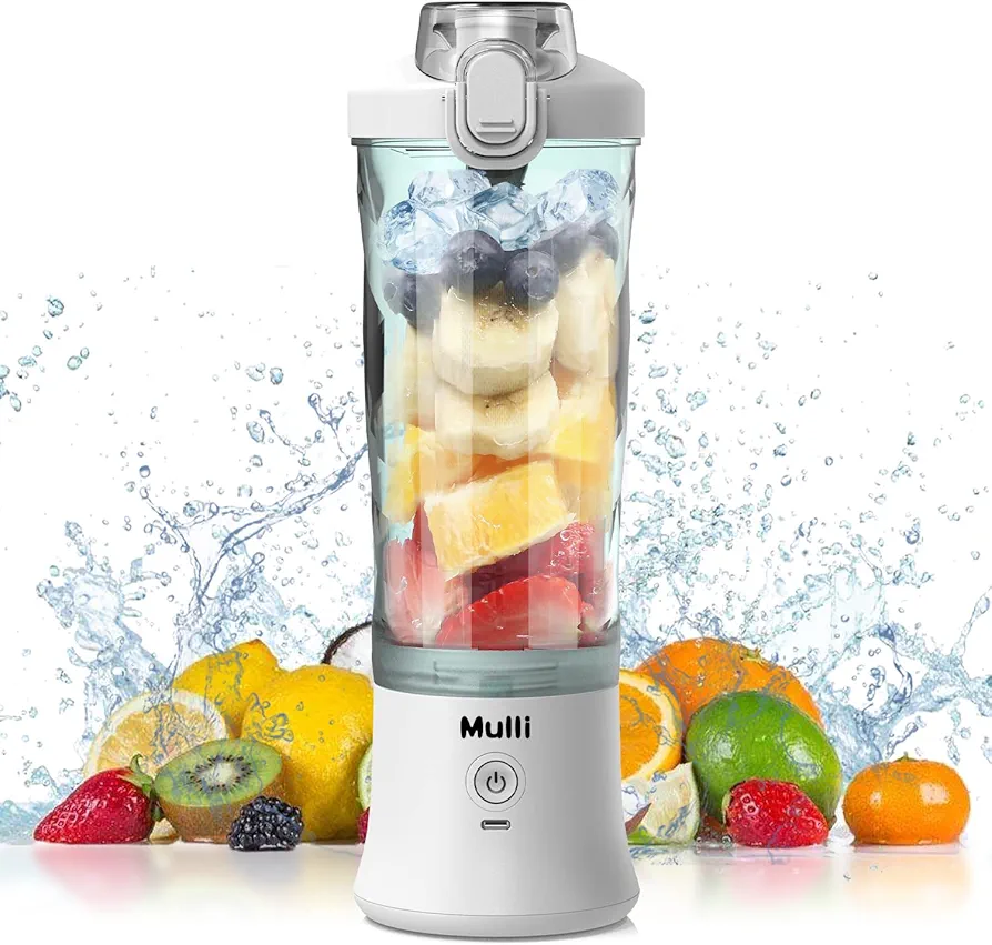 Mulli Portable Blender,Personal Blender for Shakes and Smoothies,Rechargeable Mini Mixer, 20 Oz with Travel Lid for Home/Kitchen/Gym