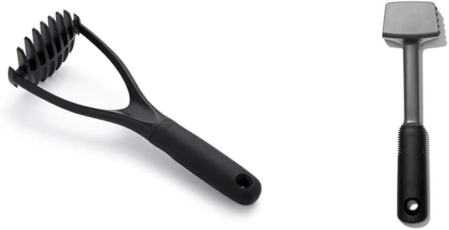OXO Good Grips Nylon Potato Masher for Non-Stick Cookware,Black,1 EA & OXO Good Grips Meat Tenderizer