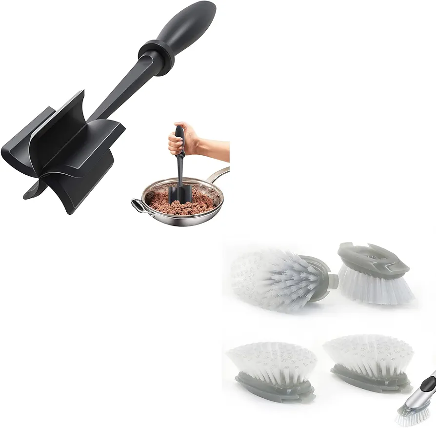 Upgrade Meat Chopper/4 Pack Dish Cleaning Soap Dispensing Brush Refills for OXO Dish Brush