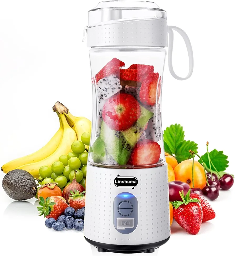 Portable Blender, Personal Blender USB Rechargeable Mini Blender Cup for Shakes and Smoothies, Fresh Fruit Juice Blender Electric for Travel, Gym, Office and Sports 380ML White
