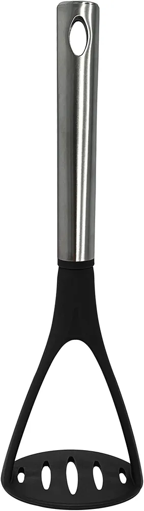 Potato Masher, Strong Stainless Steel Handle with Heavy Duty Plastic Base, 11.5 Inch Black Mashed Potatos Masher, Hand Smasher for Vegtables