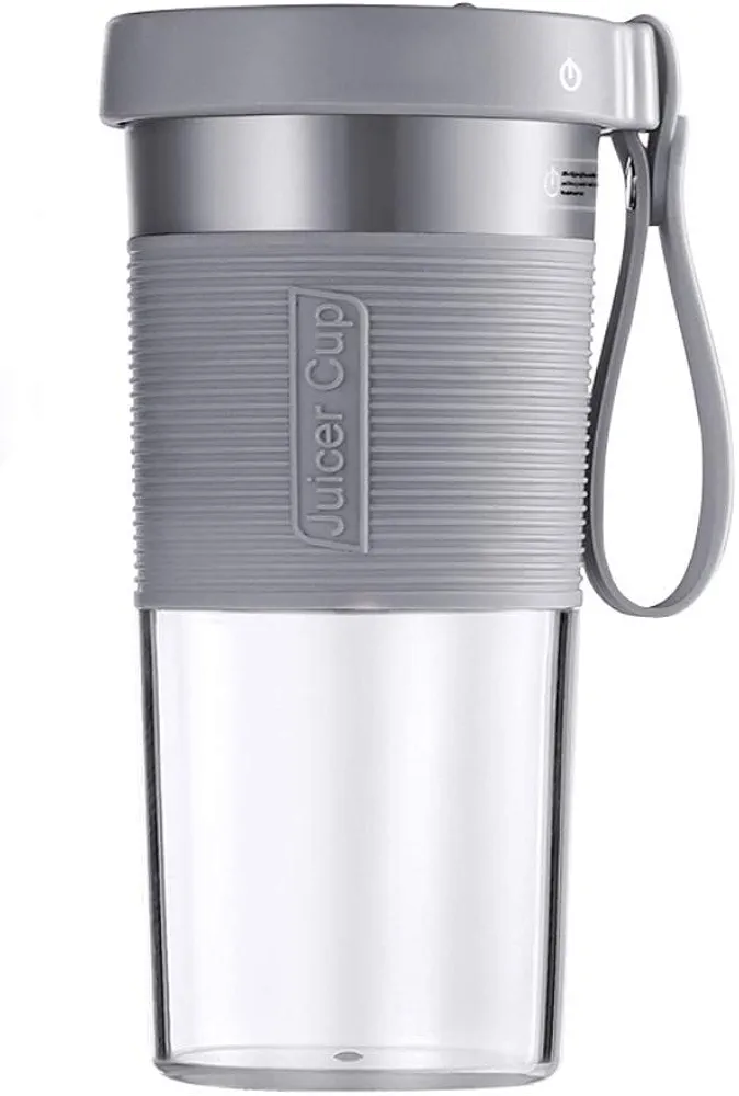 Portable Blender Cordless Personal Fruit Smoothie Juicer Cup 320ml USB Rechargeable Waterproof Mini Juice Mixer Fruit Blender Cup for Home Office Travel Outdoors Sports BPA Free Tritan (Grey)