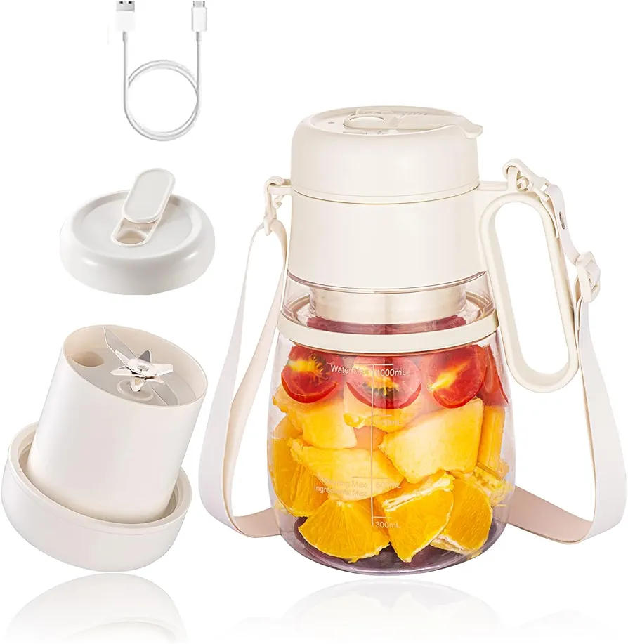Portable Blender for Shakes and Smoothies USB Rechargeable, 32OZ Upgrade Personal Mini Smoothie Blender Cup, Small Portable Blender for Travel, Gym, Beach, Blender Bottle Electric Smoothie Maker