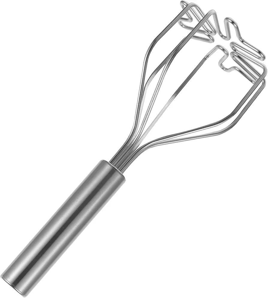 KALLORY Ground Beef Smasher Potato Masher Household Gadgets Silver Stainless Steel Set Mashed Potatoes Meat Masher