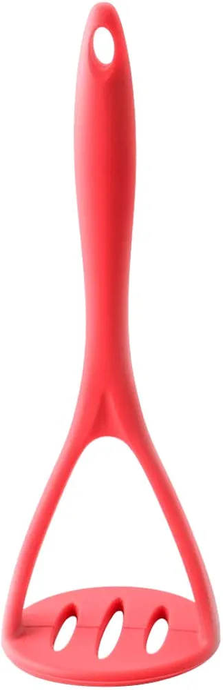Hemoton Potato Masher Silicone Ricer Press Crusher with Non-Stick Handle (Red)