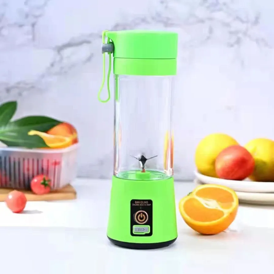 Portable Blender for Shakes and Smoothies, Personal Protein with USB Rechargeable Battery, 6-leaf Stainless Steel Blades, 380 ML Travel Cup Perfect Gym, Car, Office, On the Go (Green), 3.34x9.25