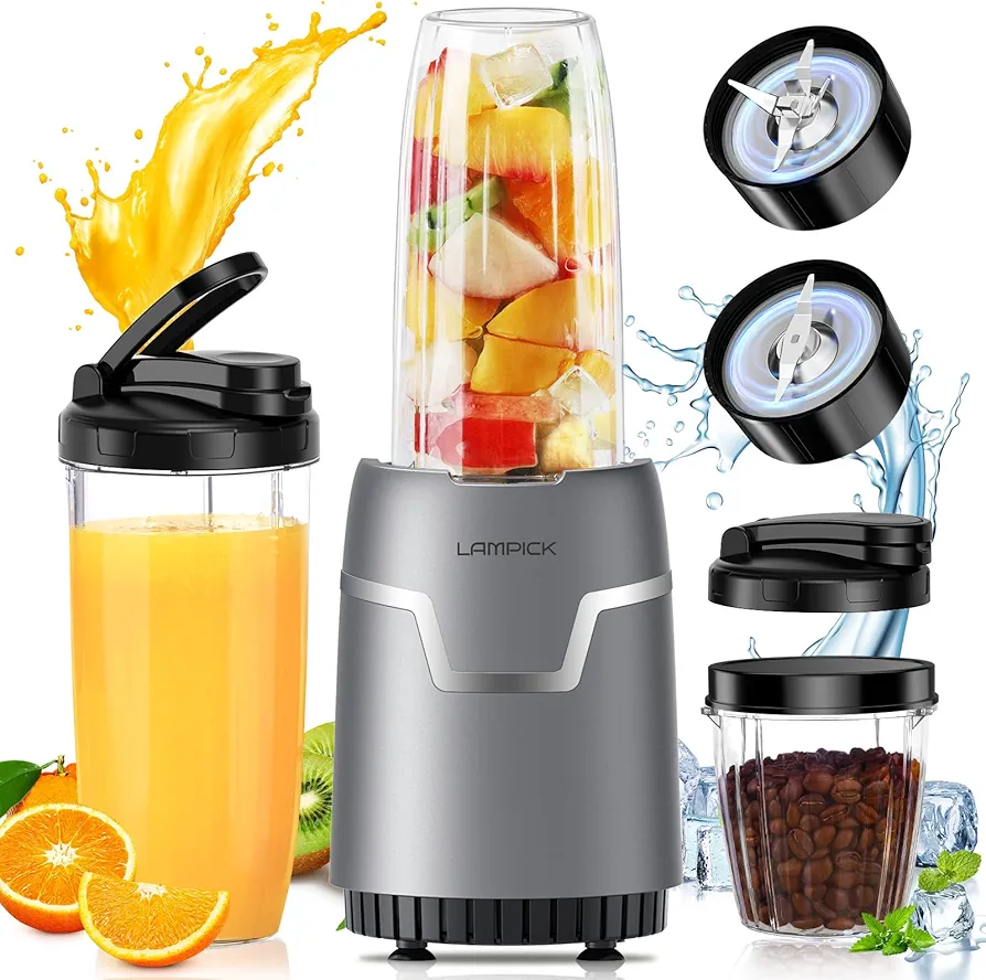 Smoothie Blender, 1100W Personal Blender for Shakes and Smoothies, Blenders and Grinder Combo for Kitchen with 2*27 Oz To-Go Cup & 10 Oz Grinding Cup for Protein Shake, Baby Food, Frozen Drink