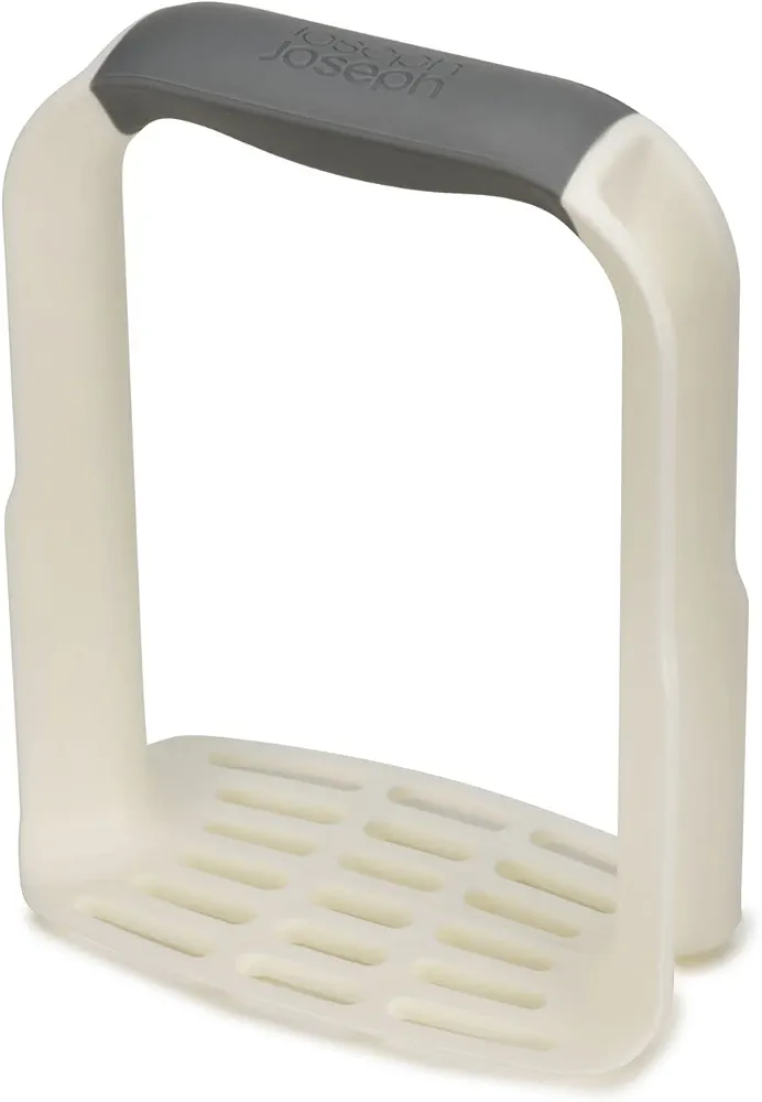 Joseph Joseph Easy-Mash Plastic Potato Masher Ergonomic with Non-Slip Grip and Pan-Scraping Edges Dishwasher Safe, One-size, White