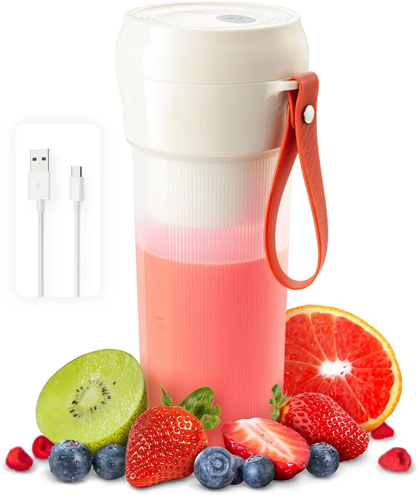 Portable Blender, Rechargeable Cordless Portable Blender for Shakes and Smoothies,10.5Oz BPA-Free Mini Blender,30 Watts, Single Serve Blender Cup for Kitchen, Gym, Travel, Office (Cream White)