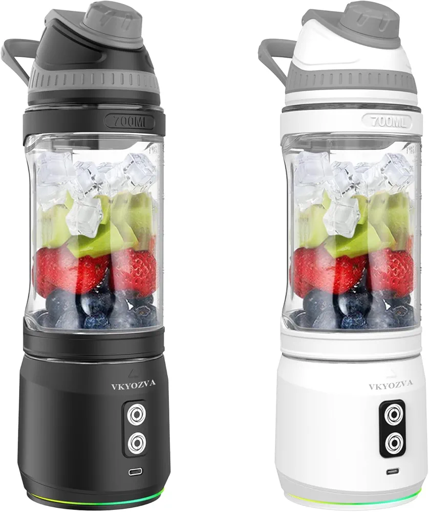 Portable Blender cordless, 24oz Blender Cup Sporty Bottle with Sip Spout, Travel blender for Shakes and Smoothies, USB-C Rechargeable, Mini Small Blenders