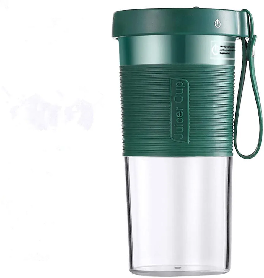Portable Blender Cordless Personal Fruit Smoothie Juicer Cup 320ml USB Rechargeable Waterproof Mini Juice Mixer Fruit Blender Cup for Home Office Travel Outdoors Sports (Green)