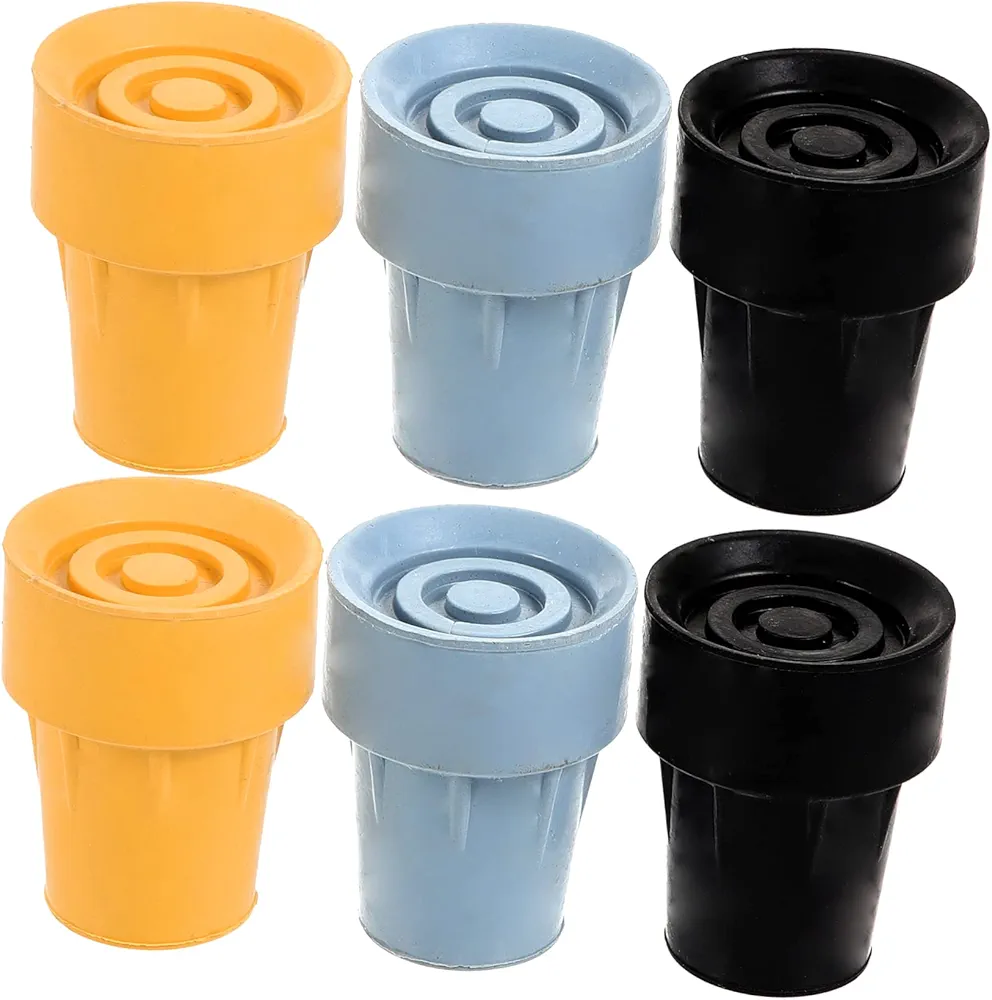 6 Pcs Trekking Pole Tip Replacement Skid Covers with Ice Cleats for Enhanced Grip Crutch Pad Walking Stick Protectors for Hiking and Outdoor Adventures